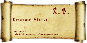 Kremser Viola névjegykártya